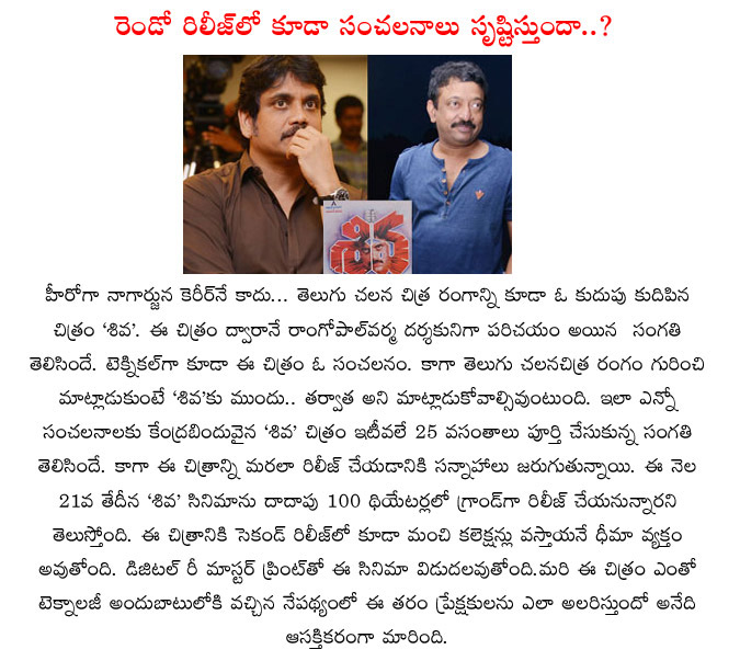 nagarjuna,ram gopal varma,siva movie,re release,siva movie re release details,siva movie updates,25 years completes to siva movie,nagarjuna siva movie re release details  nagarjuna, ram gopal varma, siva movie, re release, siva movie re release details, siva movie updates, 25 years completes to siva movie, nagarjuna siva movie re release details